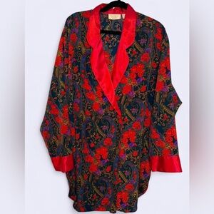 Victoria's Secret Red and Black Floral Robe Size Large Women’s